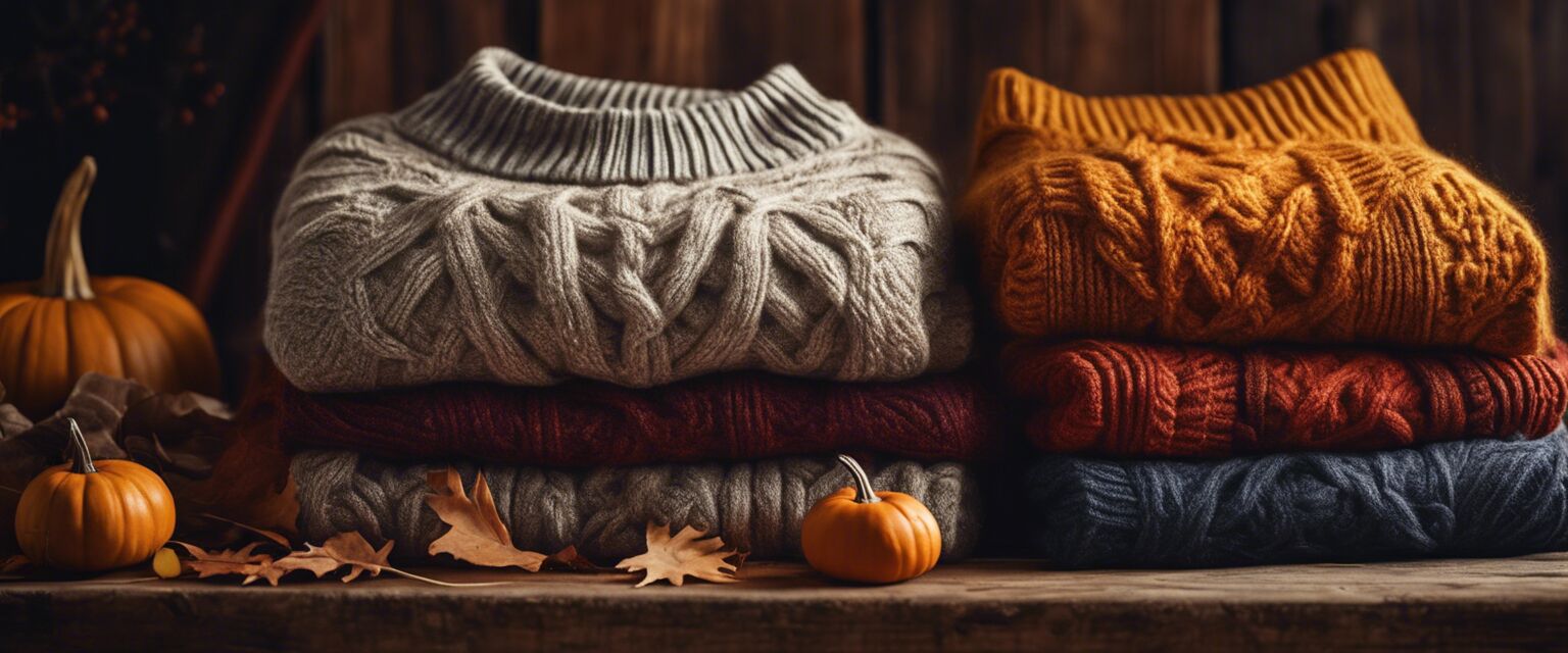 Fashionable fall sweaters in warm hues